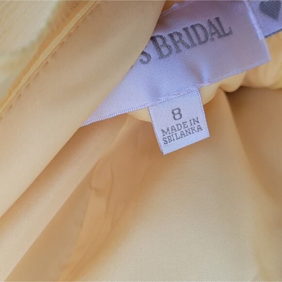 David's Bridal sleeveless chiffon dress with ruffled back detail canary yellow 8 - Picture 4 of 6